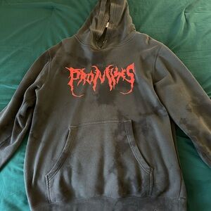 Broken Promises Black & Grey Hoodie with Red ‘Promises’ Logo